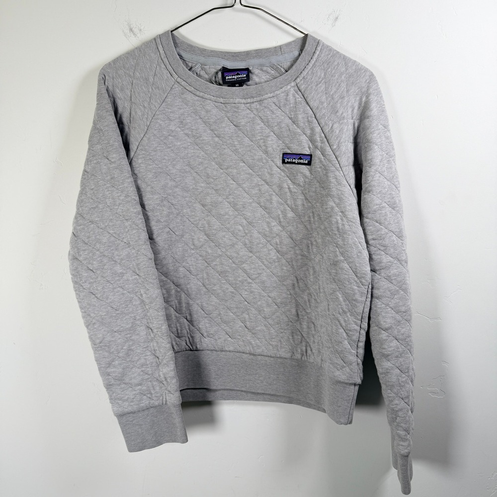 Patagonia Women's Organic Cotton Quilt Crewneck Sweatshirt XS Gray Pullover Flaw